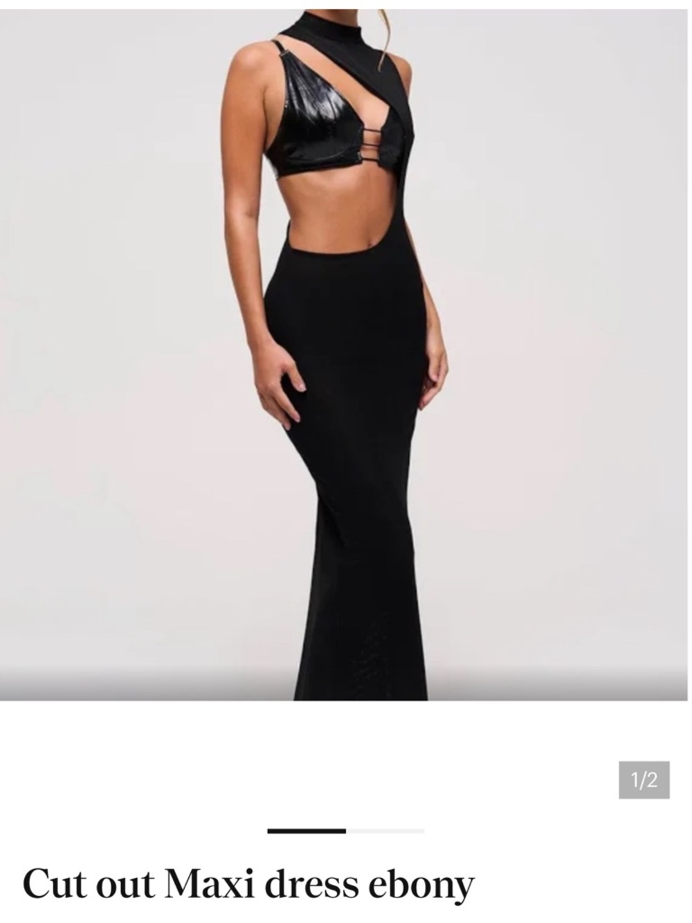 Cut-Out Maxi Dress in Ebony - Sleek Evening Midi